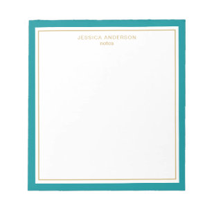 Elegant Teal Gold Personalised Notepad