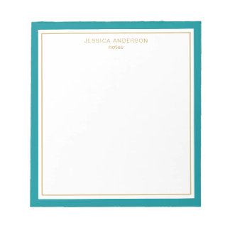 Elegant Teal Gold Personalised Notepad