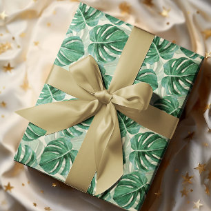 Elegant Teal Green Monstera Wrapping Paper