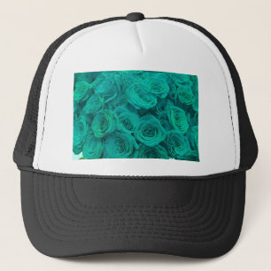 Elegant teal green roses trucker hat