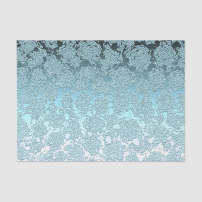 Elegant Teal Green Succulent Floral Pattern Tissue Paper (Front)