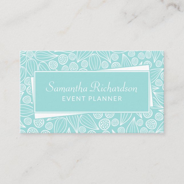 Elegant Teal Green White Business Card (Front)