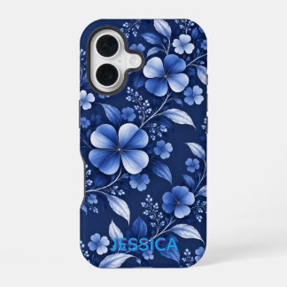 Elegant Teal Iris Flowers Custom iPhone 16 Case