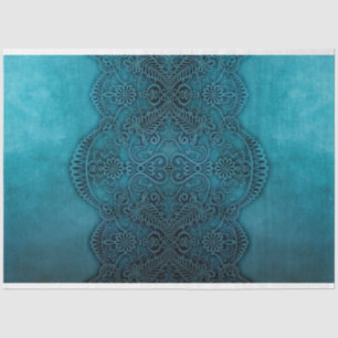 Elegant Teal Lace Design Decoupage Background Tissue Paper