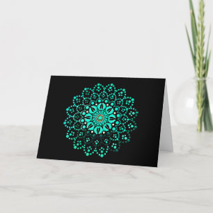 Elegant Teal Mandala Blank Note Card