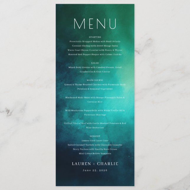 Elegant Teal Menu Template (Front)