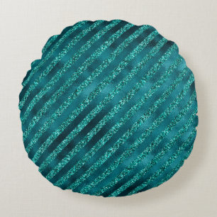 Elegant Teal Metallic Pretty Stylish Round Cushion