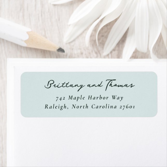 Elegant Teal Minimalist Calligraphy Return Address Label (Insitu)