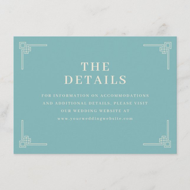 Elegant Teal Minimalist Decorative Motions Enclosure Card (Front)