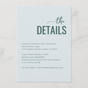 Elegant Teal Minimalist Details Enclosure Card