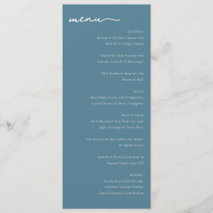 Elegant Teal Minimalist Dining Menu