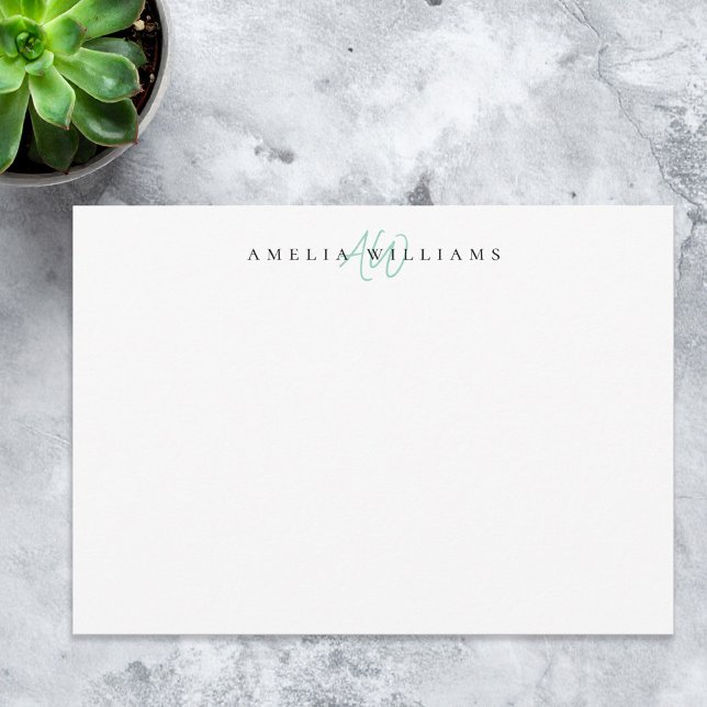 Elegant Teal Minimalist Monogram Card (Creator Uploaded)