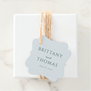 Elegant Teal Minimalist Names Favour Tags