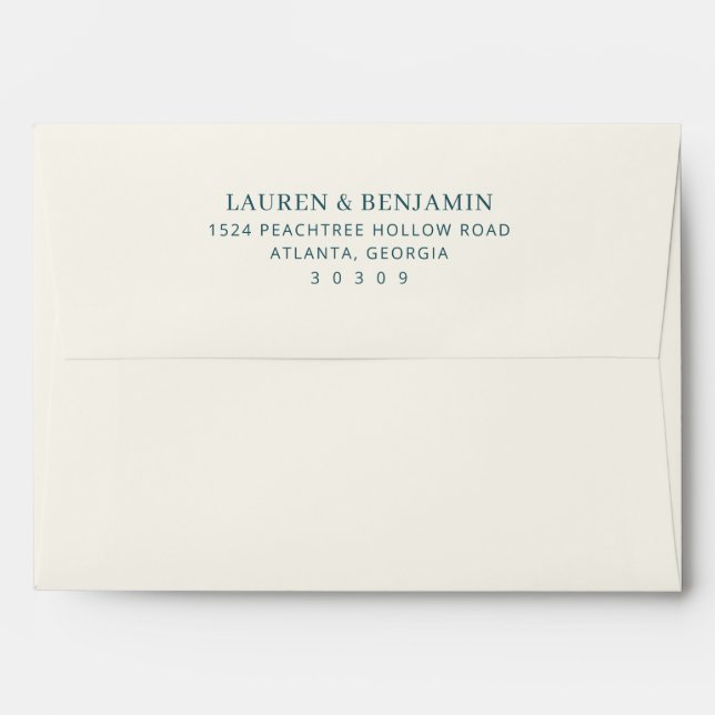 Elegant Teal Minimalist Typographic Envelope (Back (Top Flap))