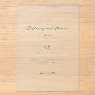 Elegant Teal Minimalist Wedding Invitation
