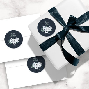 Elegant Teal Mint Floral Classic Round Sticker