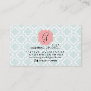 Elegant Teal Moroccan Quatrefoil Personalized Busi Business Card