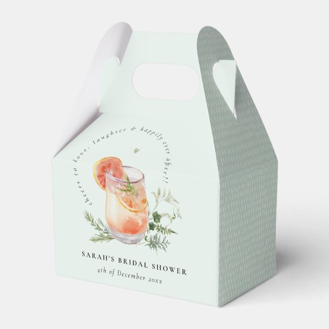 Elegant Teal Orange Green Cocktail Bridal Shower  Favour Box (Front Side)