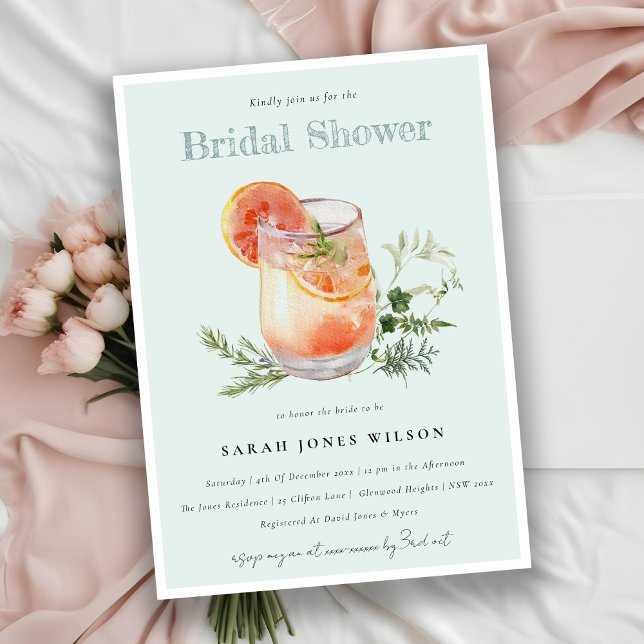 Elegant Teal Orange Green Cocktail Bridal Shower  Invitation (Creator Uploaded)