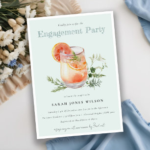 Elegant Teal Orange Green Cocktail Engagement Invitation