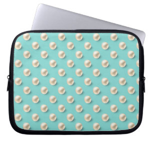 Elegant Teal & Pearls Laptop Sleeve