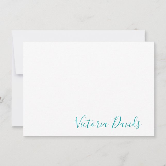 Elegant Teal Personalised Signature Script Card (Front)