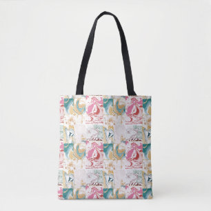 Elegant Teal & Pink Retro Marble Fluid Art Mosaic Tote Bag