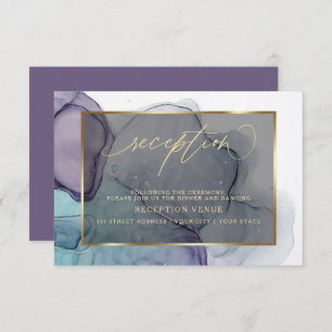 Elegant Teal Plum Purple Smoky Reception Invitation