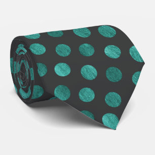  Elegant Teal Polka Dot Personalised Charcoal Grey Tie