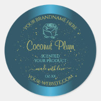 Elegant Teal Product Labels Gold Soft Glitter Rose