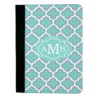 Elegant Teal Quatrefoil Pattern Custom Monogram