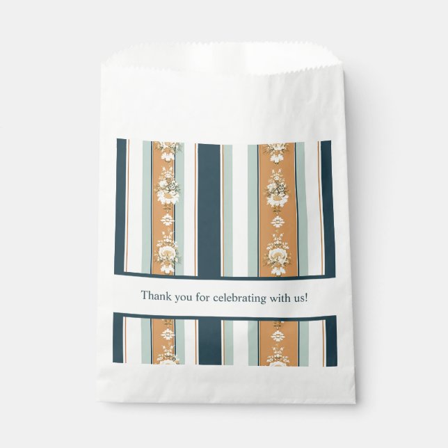 Elegant Teal Regency Stripes Favour Bag (Front)