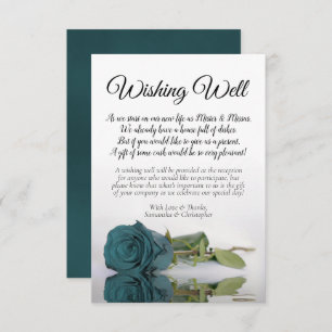 Elegant Teal Rose Wedding Wishing Well Poem Enclosure Card
