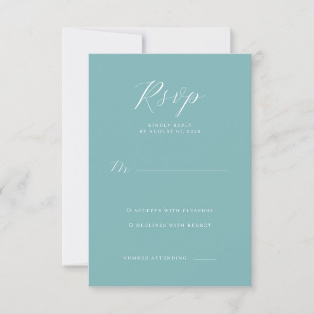 Elegant Teal RSVP Card (Front)