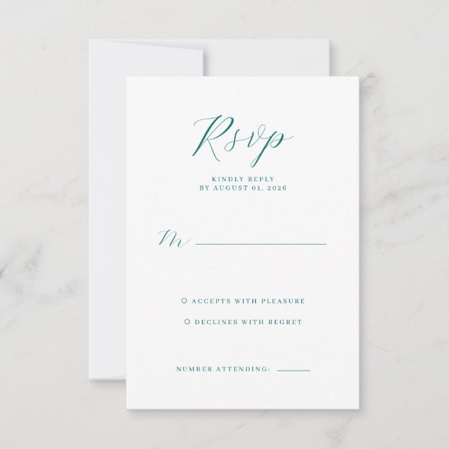 Elegant Teal RSVP Card (Front)