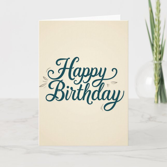 Elegant Teal Script Birthday Card (Front)