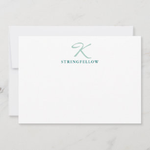 Elegant Teal Script Monogram Note Card