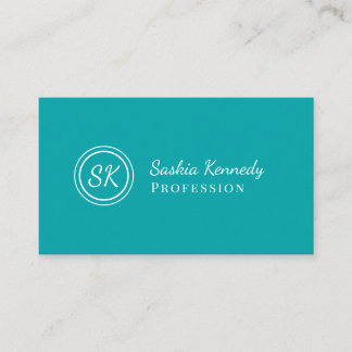 Elegant Teal Script Professional Monogram Business Card