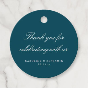 Elegant Teal Script Wedding Custom Thank You Favour Tags
