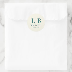 Elegant Teal Serif Wedding Thank You Sticker