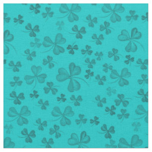 Elegant Teal Shamrock Pattern Cute & Pretty Clover Fabric
