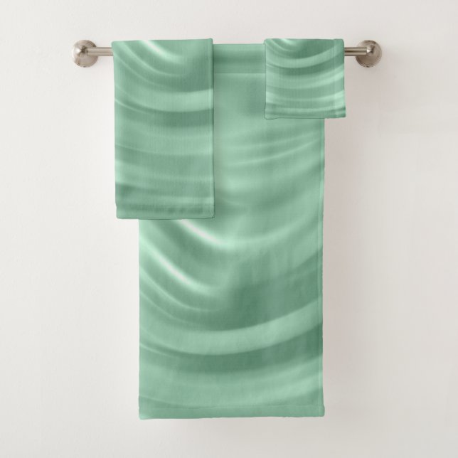 Elegant Teal Swirl Pattern Chic Stylish Bath Towel Set (Insitu)