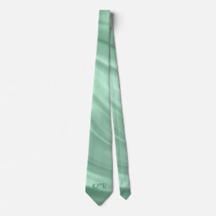 Elegant Teal Swirl Pattern Monogram Initials Tie