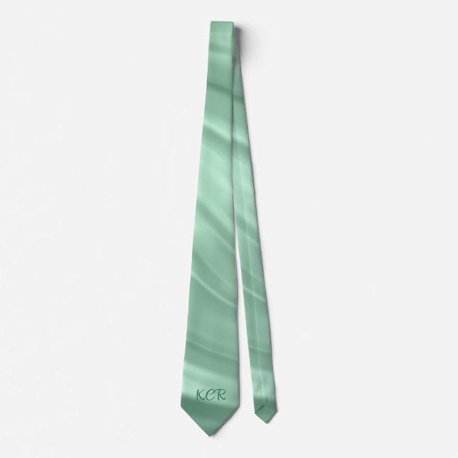 Elegant Teal Swirl Pattern Monogram Initials Tie (Front)