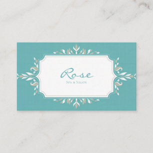 Elegant Teal Symmetrical Flourish Decorative Frame Business Card
