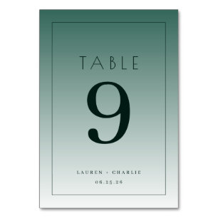 Elegant Teal Table Number