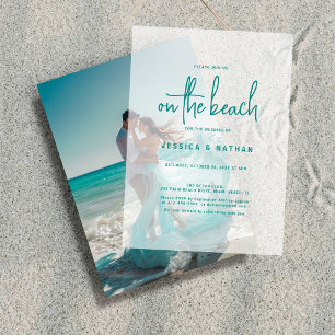 Elegant Teal The Beach Modern Wedding Vellum Invitations