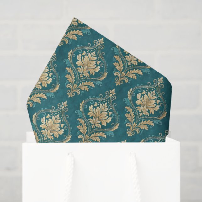 Elegant teal tiled wedding colours  tissue paper (Gift Bag)