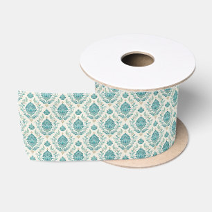 Elegant teal tiled wedding colours Tissue Paper Satin Ribbon
