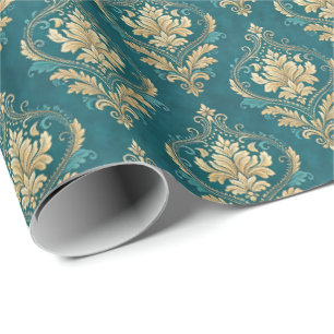 Elegant teal tiled wedding colours wrapping paper